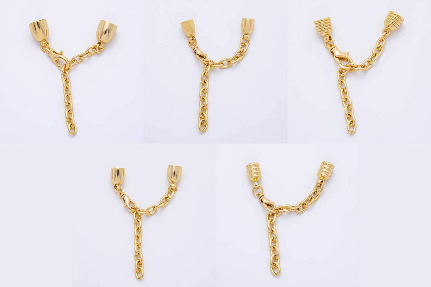 Gold Cord End Cap Clasps with Lobster and Extender for Paracord Bracelet Necklace Making Z-1365