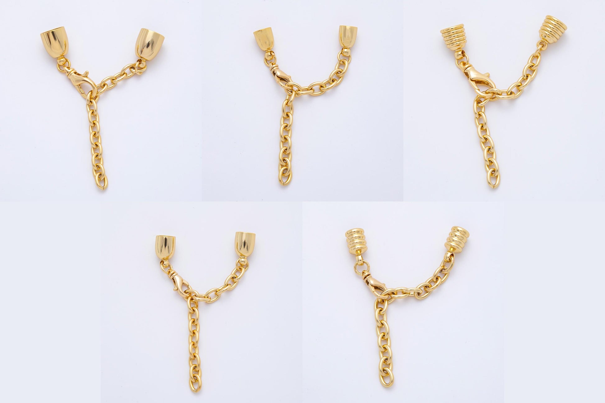 Gold Cord End Cap Clasps with Lobster and Extender for Paracord Bracelet Necklace Making Z-1365