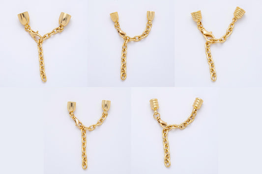 Gold Cord End Cap Clasps with Lobster and Extender for Paracord Bracelet Necklace Making Z-1365