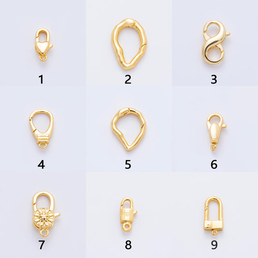 18K Gold Filled Snap Clasp Lobster Clasp, Charm Holder Clasp for DIY Jewelry Making Supply