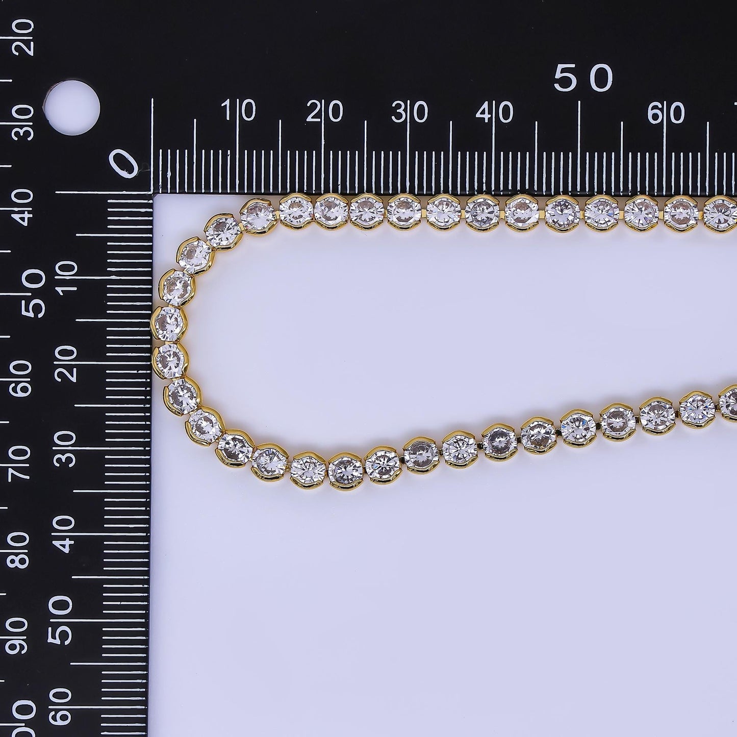 Clear Round Bezel Cubic Zirconia Tennis 16.5 inch Gold Filled CZ Necklace | WA-3768