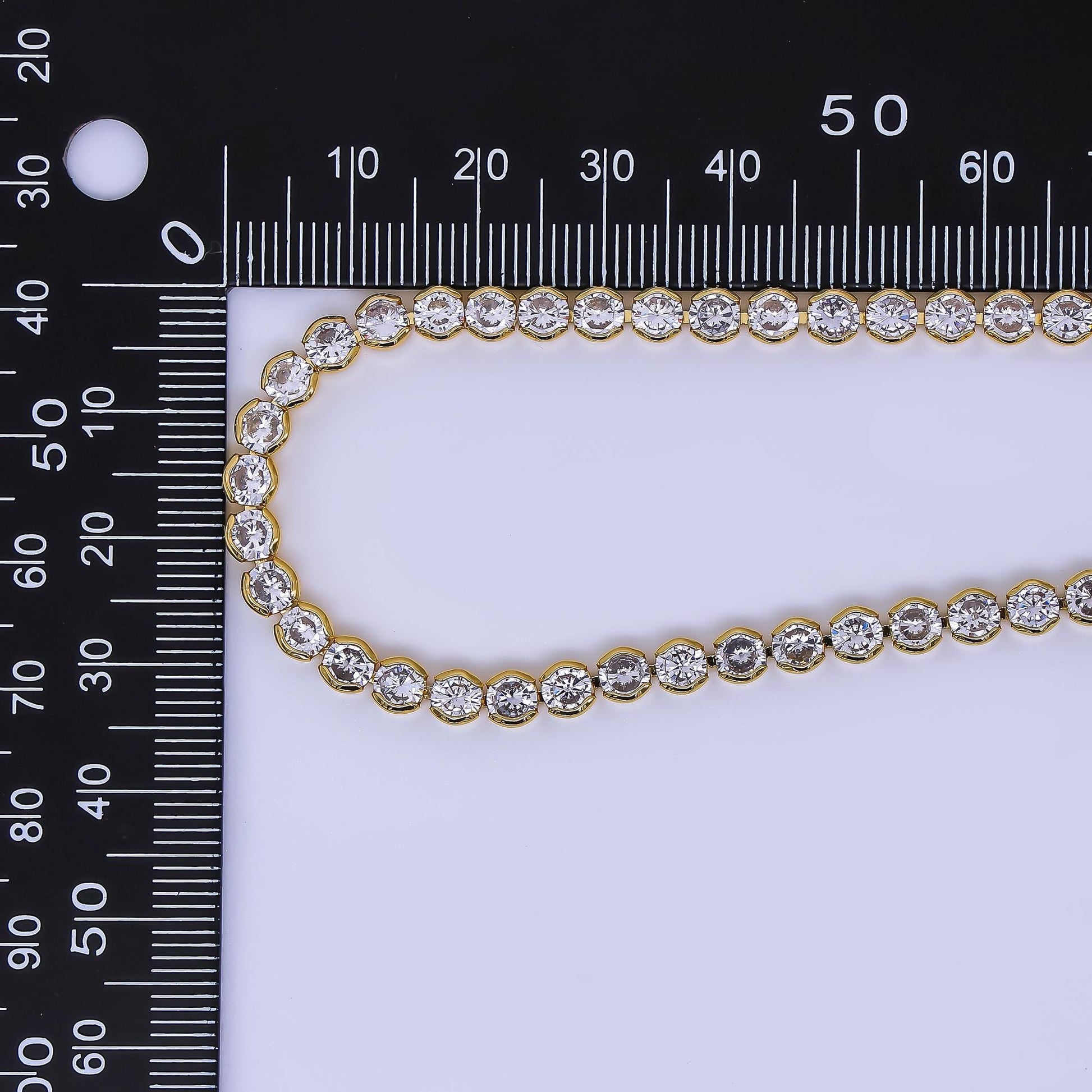 Clear Round Bezel Cubic Zirconia Tennis 16.5 inch Gold Filled CZ Necklace | WA-3768