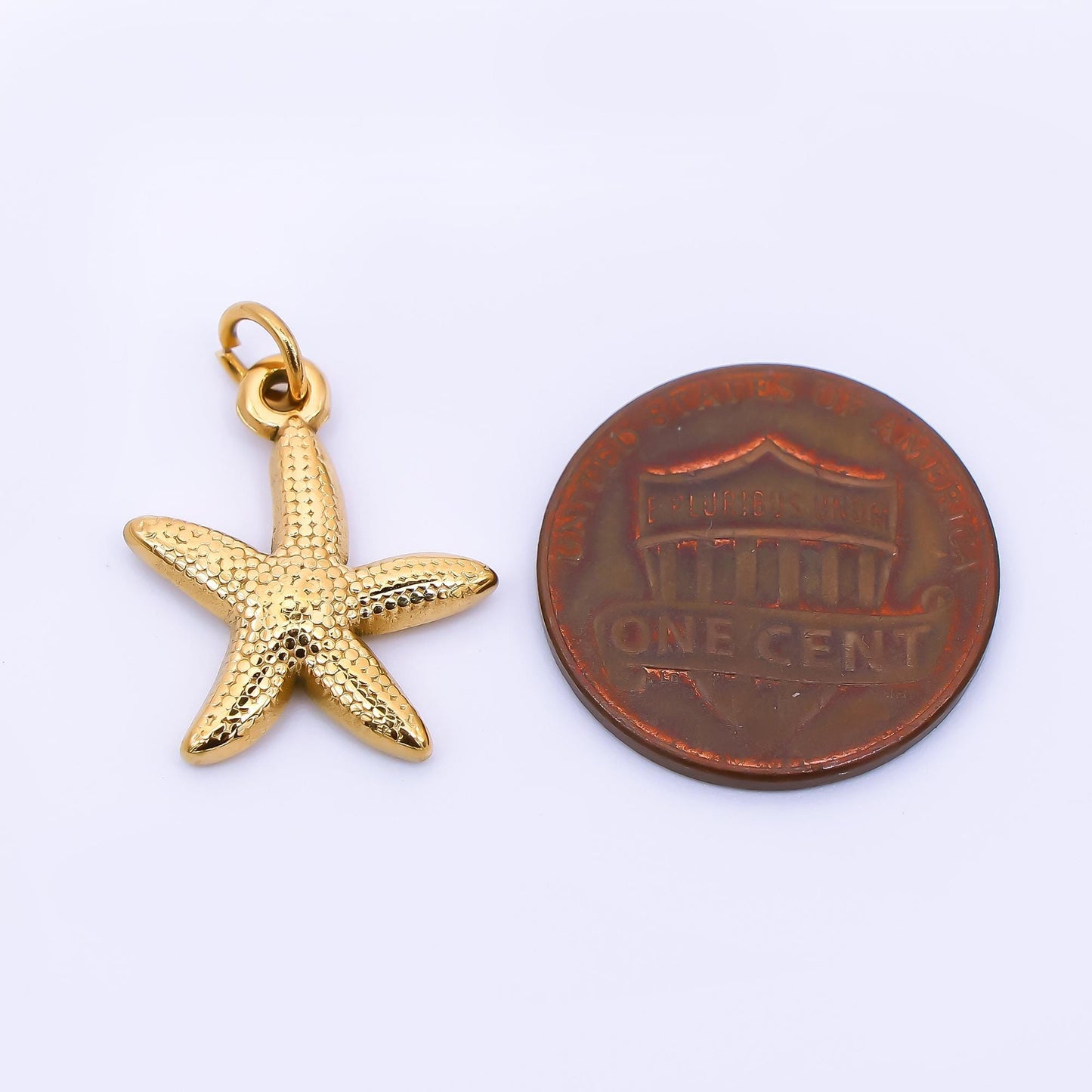 Gold Stainless Steel 18mm Dotted Under the Sea Starfish Charm | J-00058