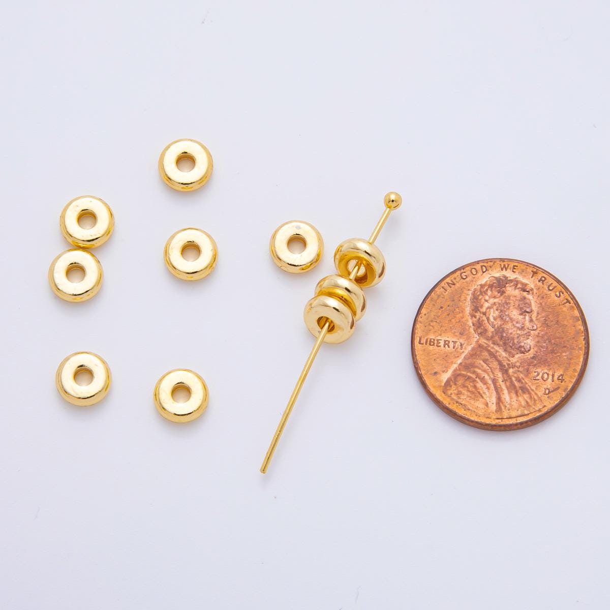 10x 18k gold Filled Donut beads spacer Tiny Bead spacer beads 6x6 mm beads AF-1079