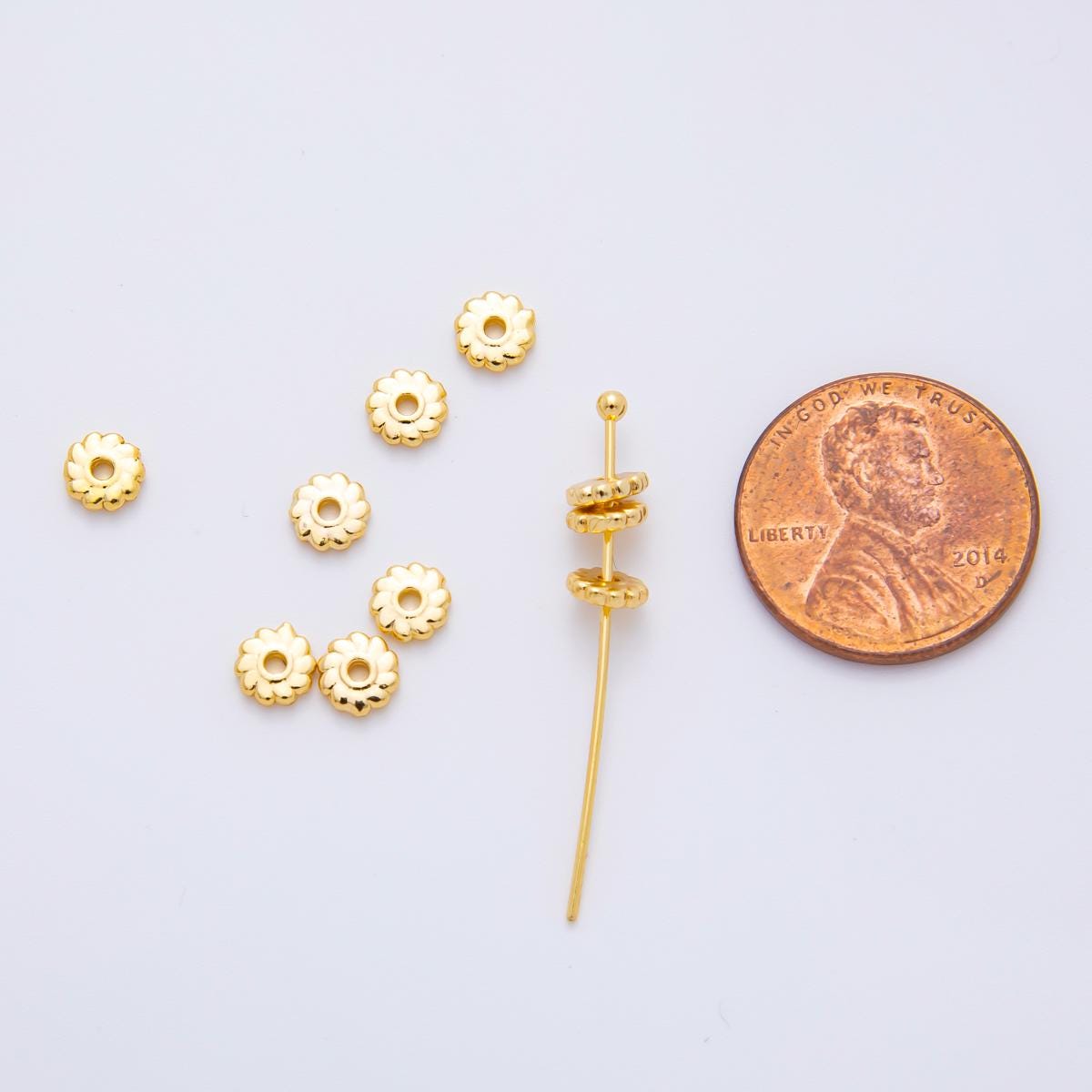 10x 18k gold Filled Flower Donut beads spacer Tiny Bead spacer beads 5x5 mm beads AF-1082