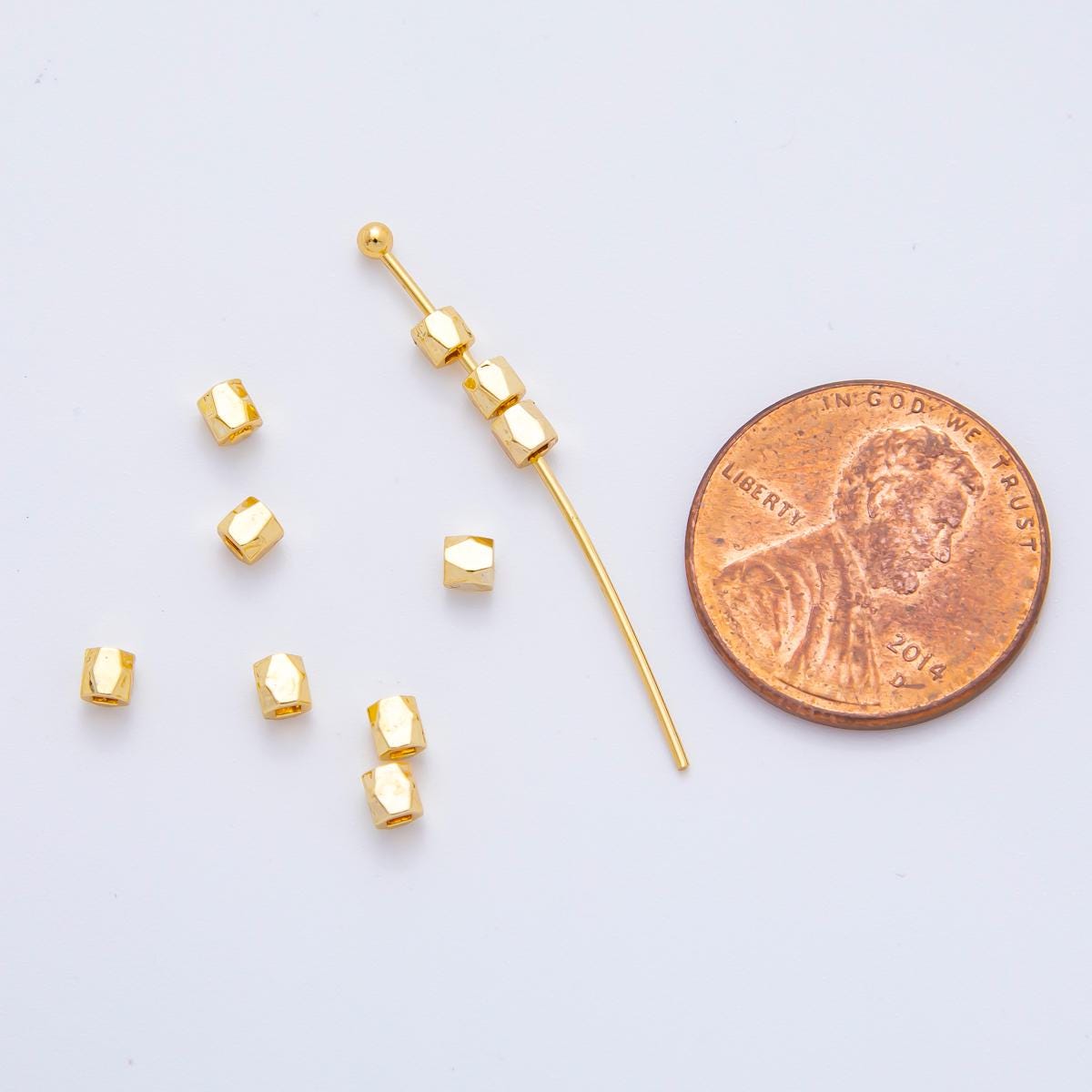 10x 18k gold Filled Faceted Tube beads spacer Tiny Bead spacer beads 2.6x3 mm beads AF-1085