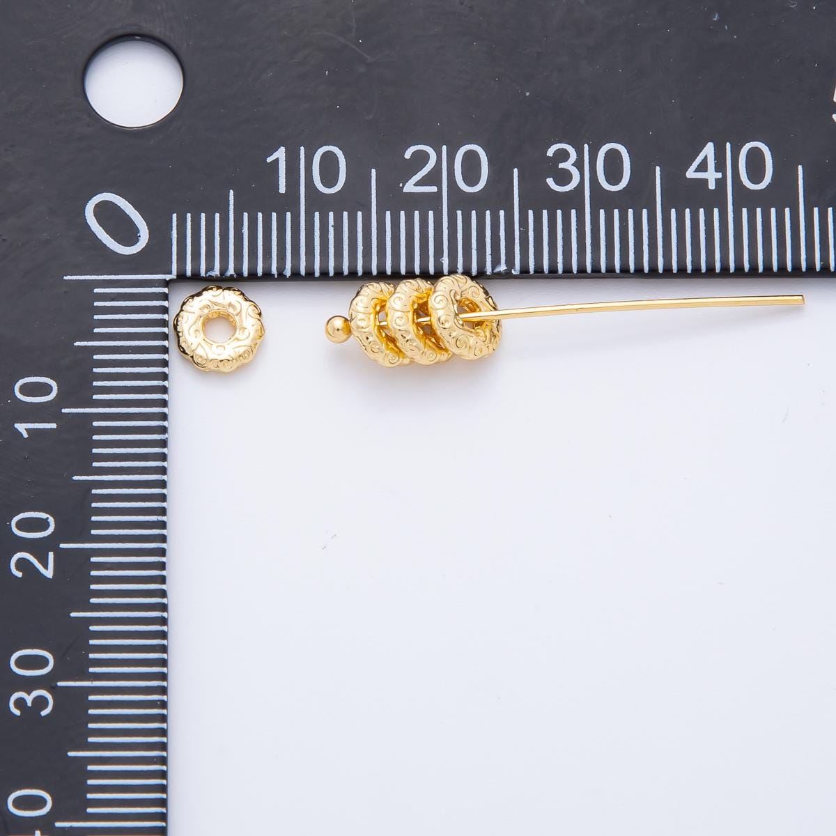 10pcs 18K Gold Filled Tiny Textured Donut Spacer Beads,Bracelet Beads,Disc Spacer Beads for Bracelet Jewelry Necklace Making Supply AF-1086