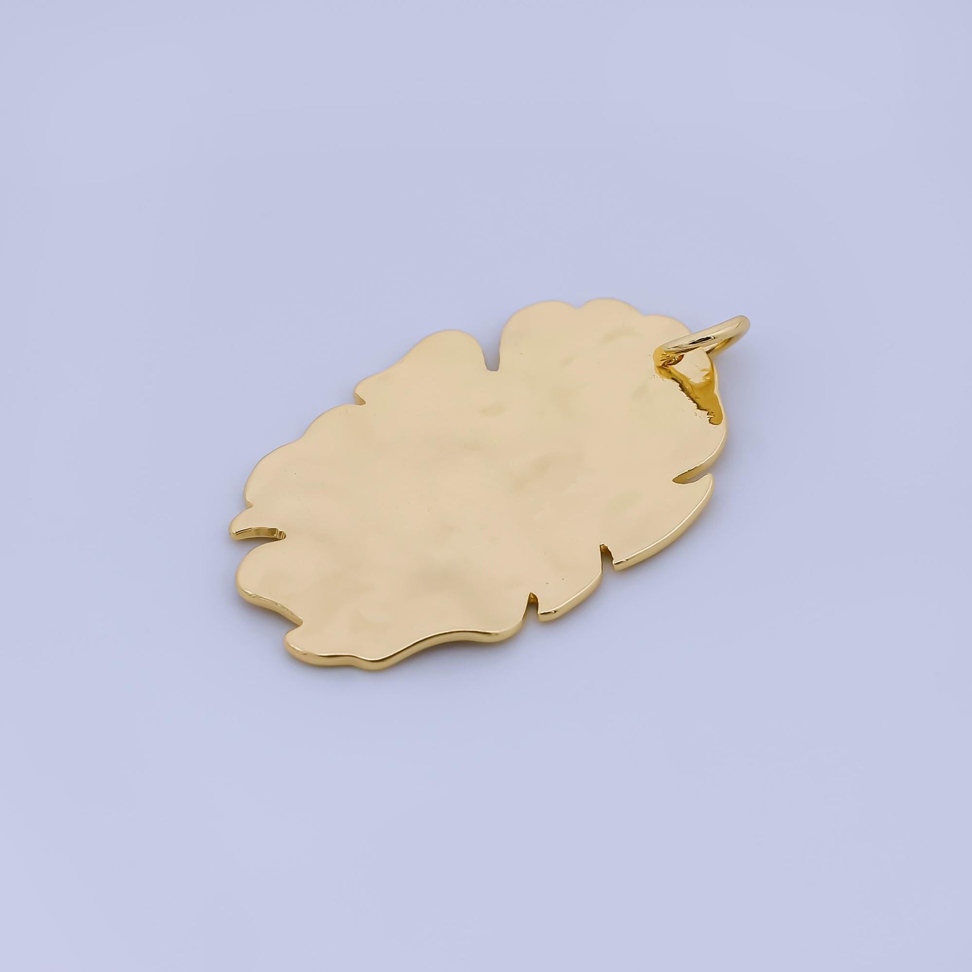 24K Gold Filled 28mm Polished Flat Dry Leaf Freeform Charm | AC1595