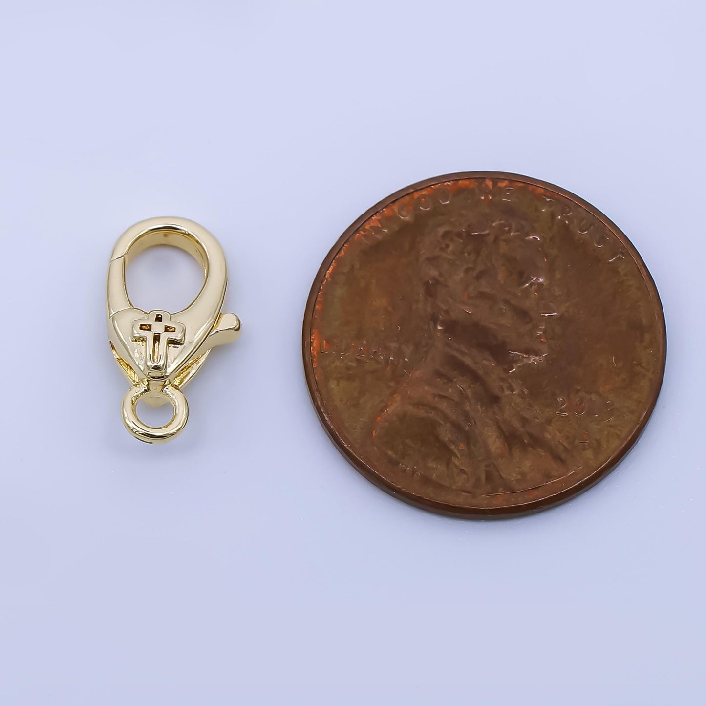 24K Gold Filled 13mm Christian Cross Lobster Clasp Charm Finding | Z1323