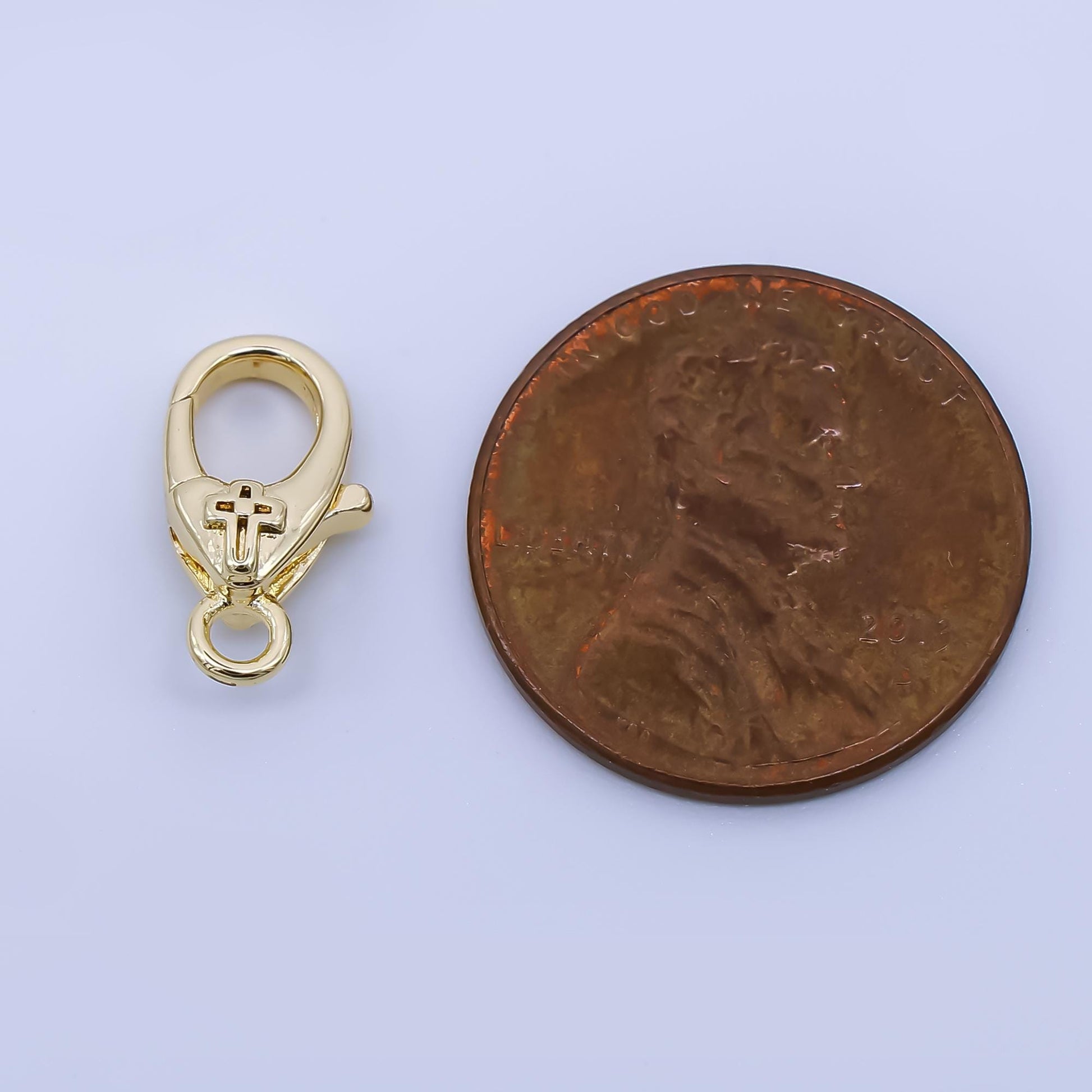24K Gold Filled 13mm Christian Cross Lobster Clasp Charm Finding | Z1323