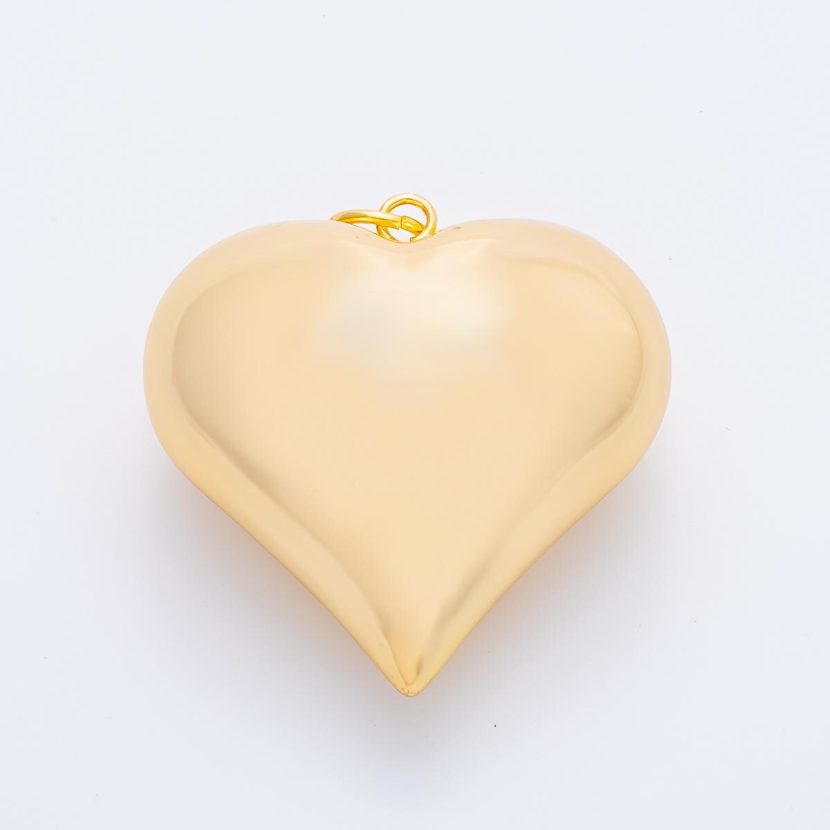 Puffy big 18k gold filled heart charm balloon pendant for statement jewelry making supply | AF-1314