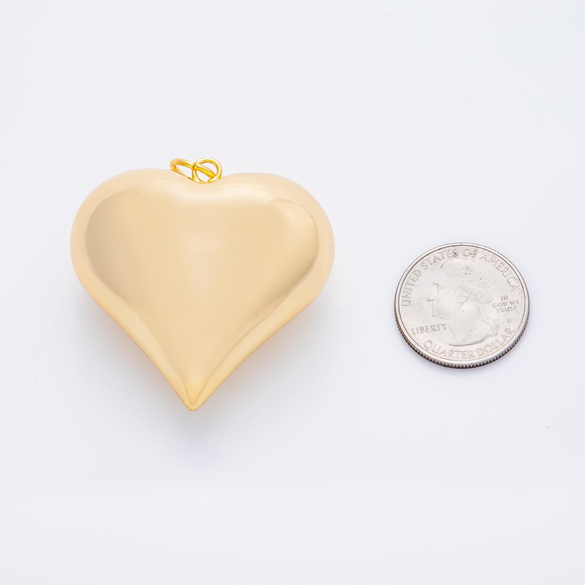 Puffy big 18k gold filled heart charm balloon pendant for statement jewelry making supply | AF-1314