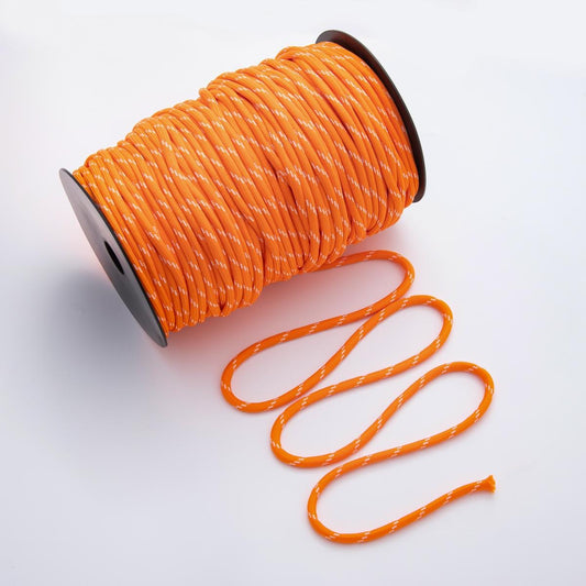 Jewelry Making Round Cords, Polyester & Spandex Cord Ropes 5mm Orange Color Braided Rope by Yards | ROLL-1734