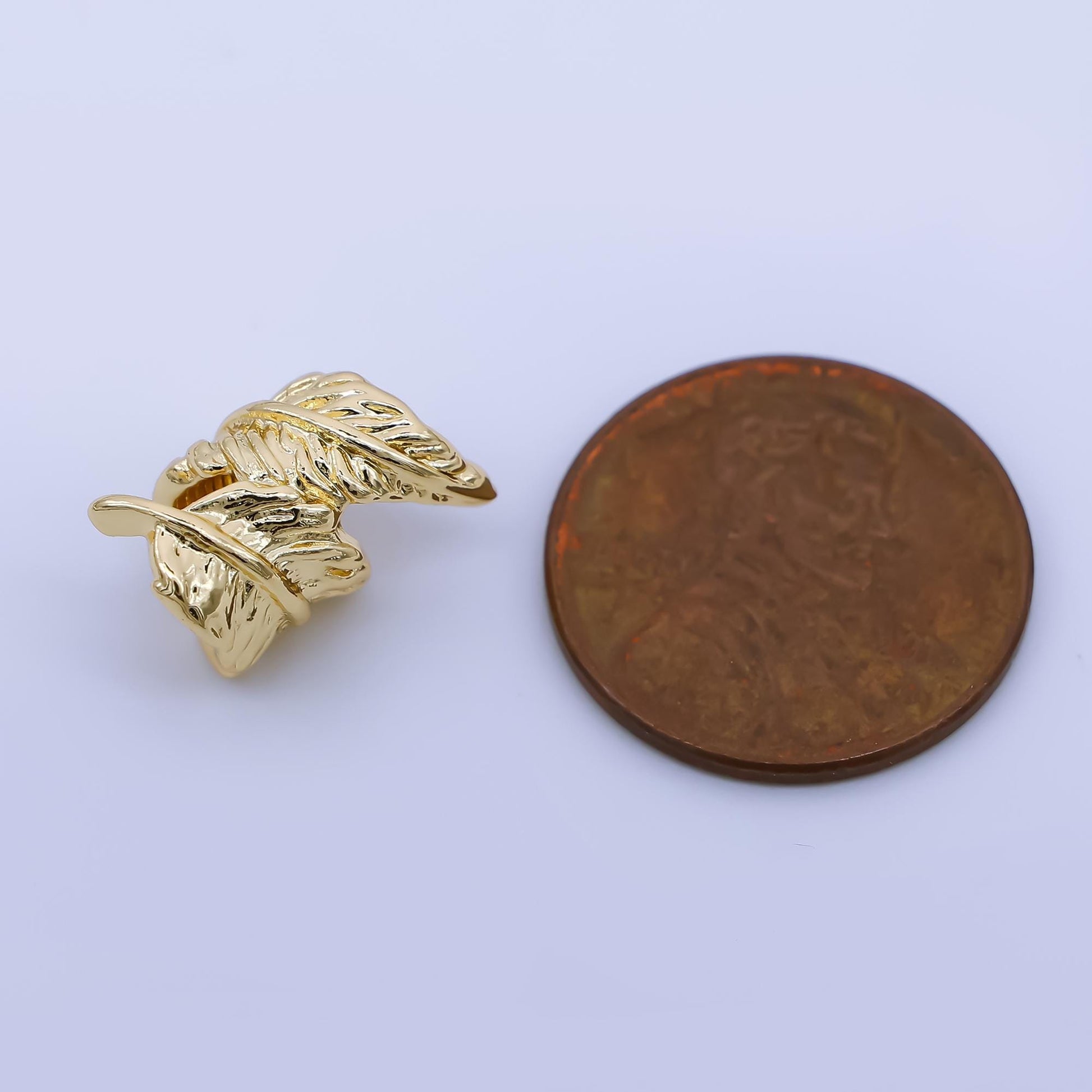 24K Gold Filled 14mm Twisted Dry Leaf Bead Spacer | B477