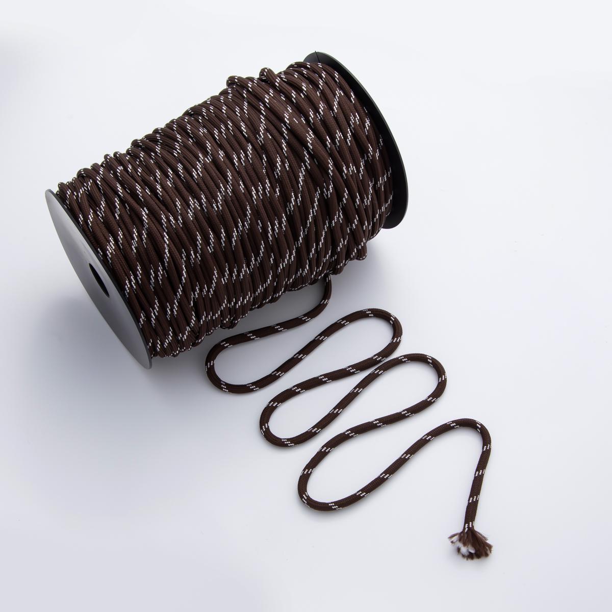 Jewelry Making Round Cords, Polyester & Spandex Cord Ropes 5mm Dark Brown Braided Rope by Yards | ROLL-1752