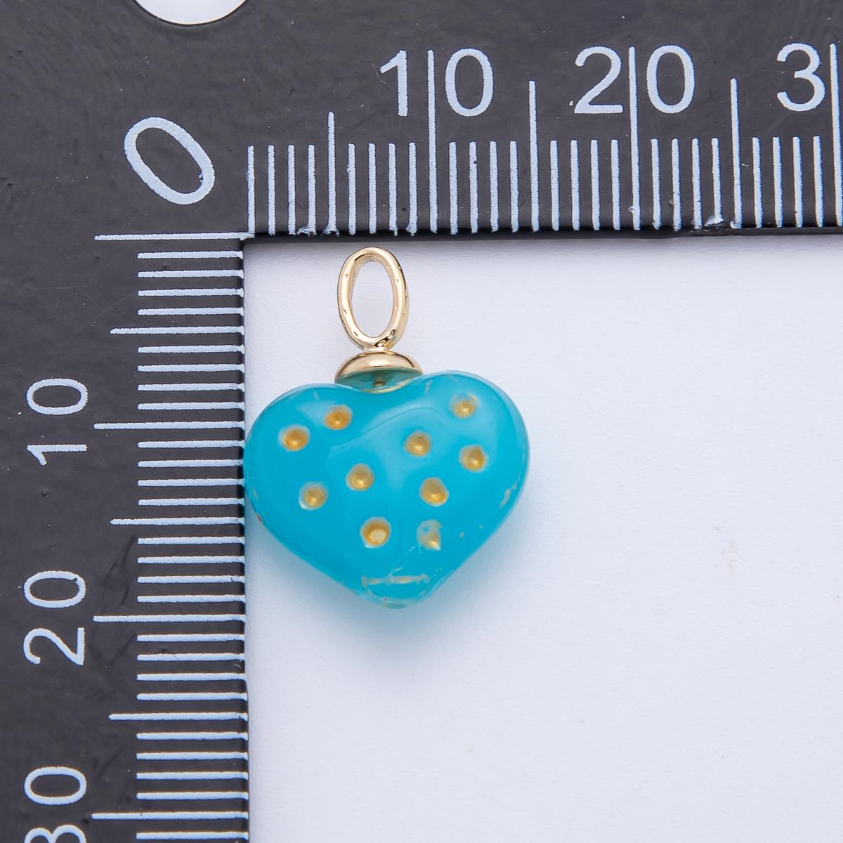 Dainty Blue Czech Glass Beads Heart Charm pendant miniature gold Love charm for Valentine necklace jewelry supply AF-A1349
