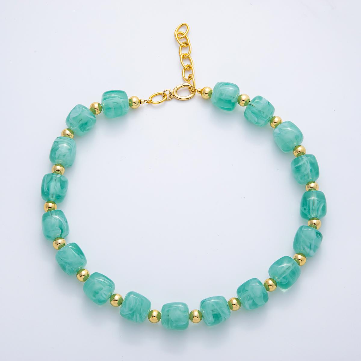 Chunky 8mm Gemstone Bead 19.6 Inch Handmade 18K Gold Filled Clusted Beaded Necklace | WA-3484