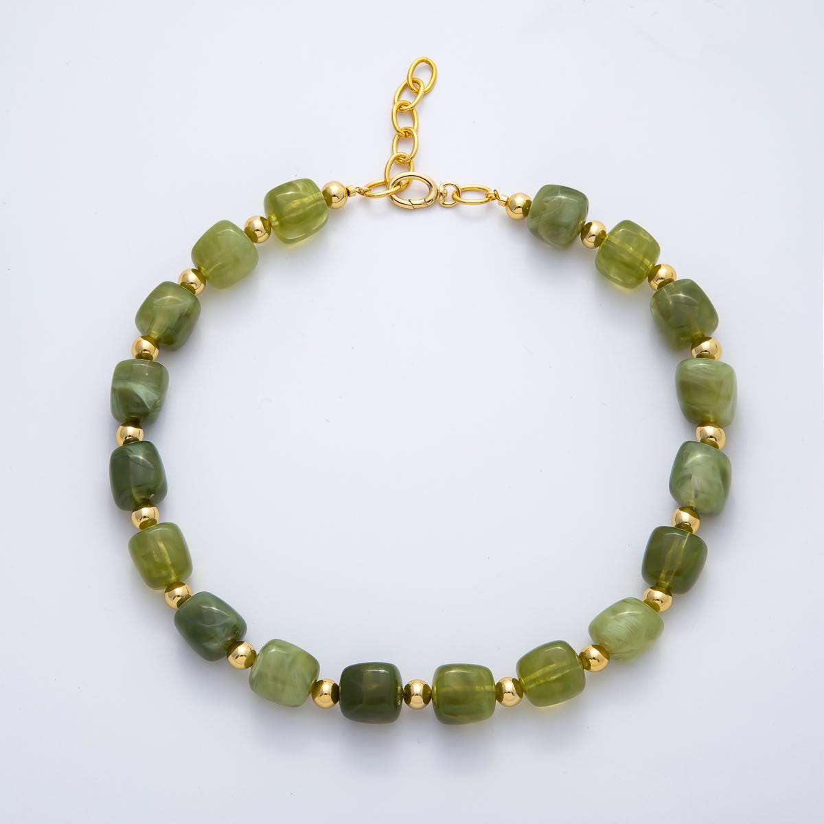 Chunky 8mm Gemstone Bead 19.6 Inch Handmade 18K Gold Filled Clusted Beaded Necklace | WA-3484