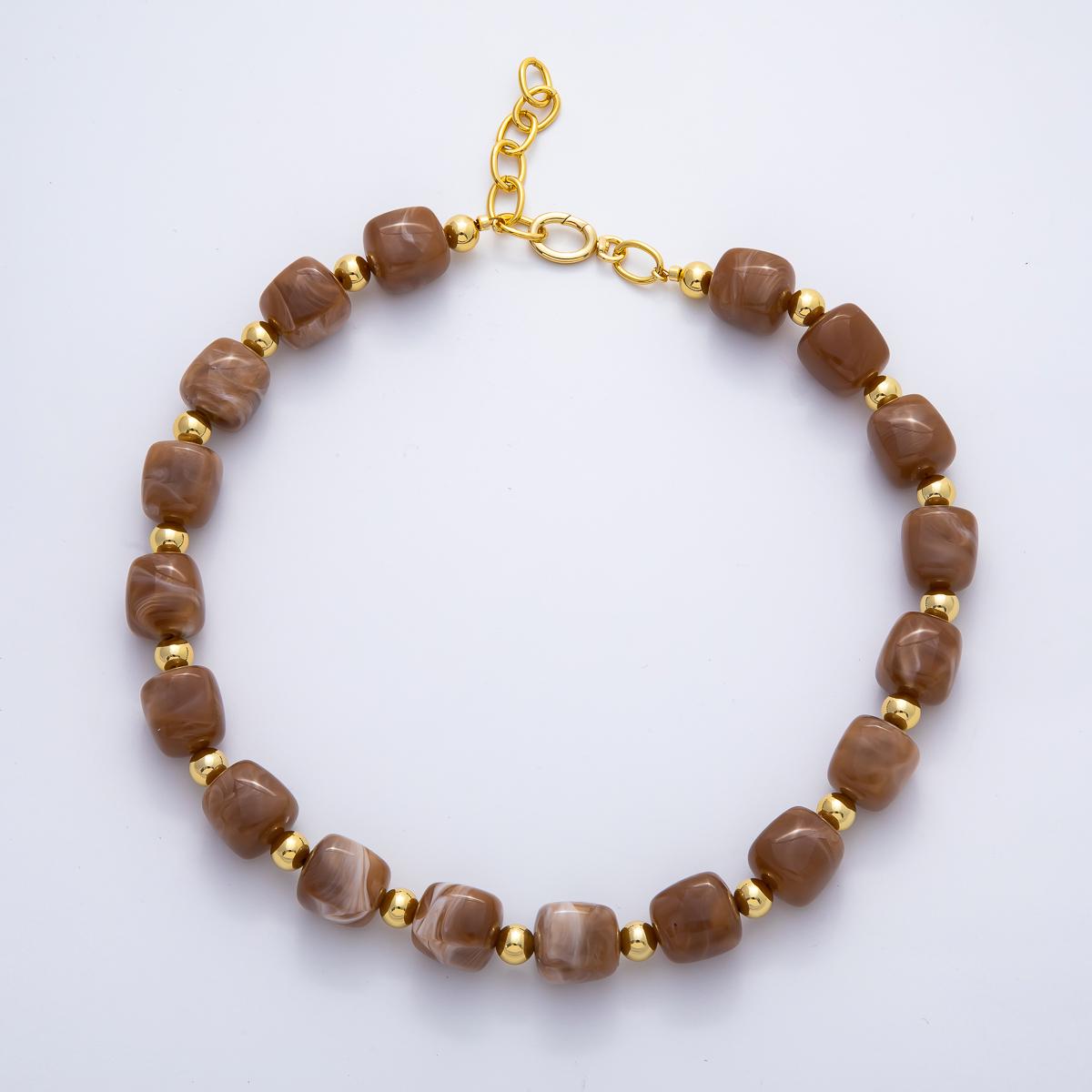 Chunky 8mm Gemstone Bead 19.6 Inch Handmade 18K Gold Filled Clusted Beaded Necklace | WA-3484