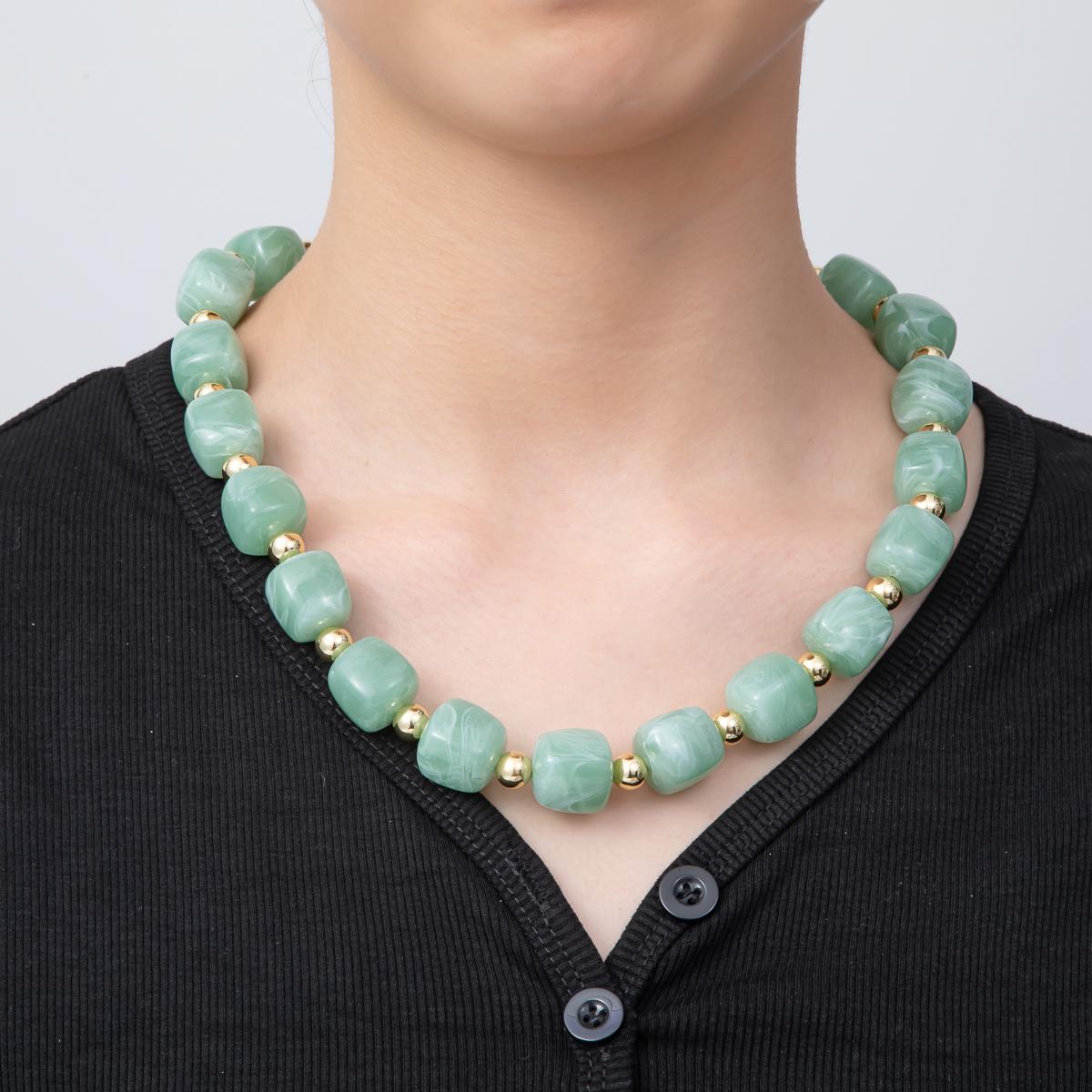 Chunky 8mm Gemstone Bead 19.6 Inch Handmade 18K Gold Filled Clusted Beaded Necklace | WA-3484