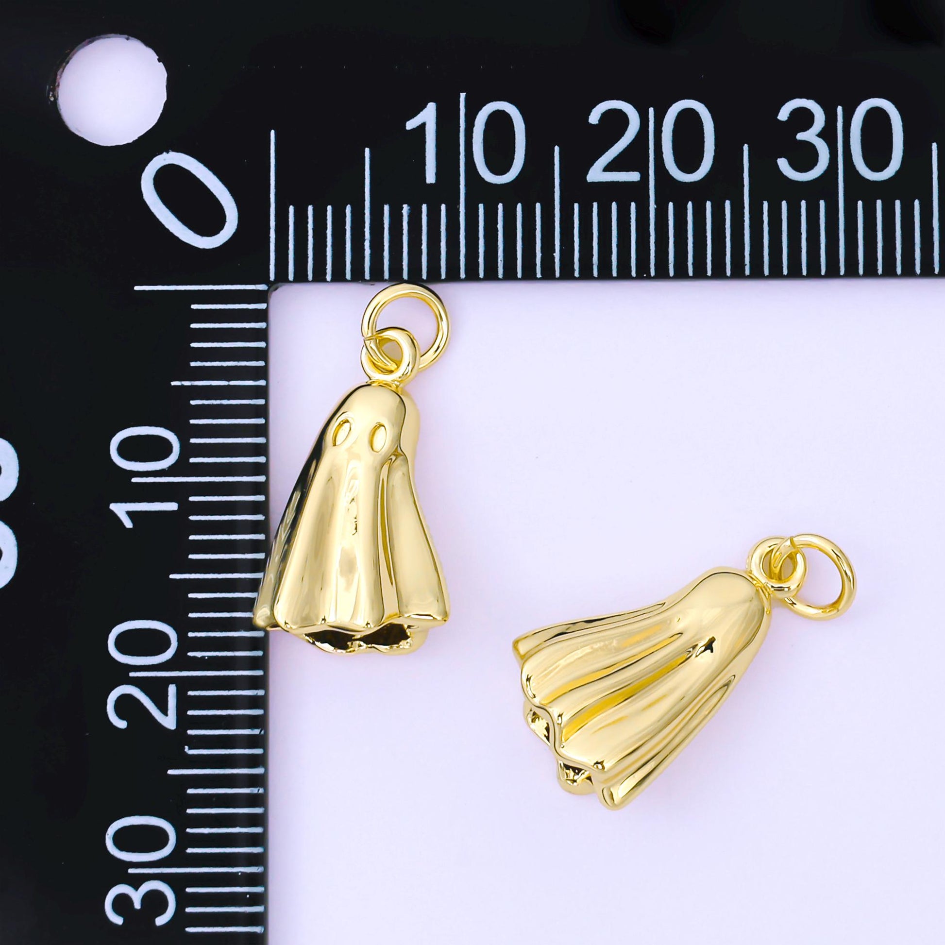 Dainty 24k Gold Filled ghost charm Cute scary haunted Halloween pendant jewelry inspired AF-1291