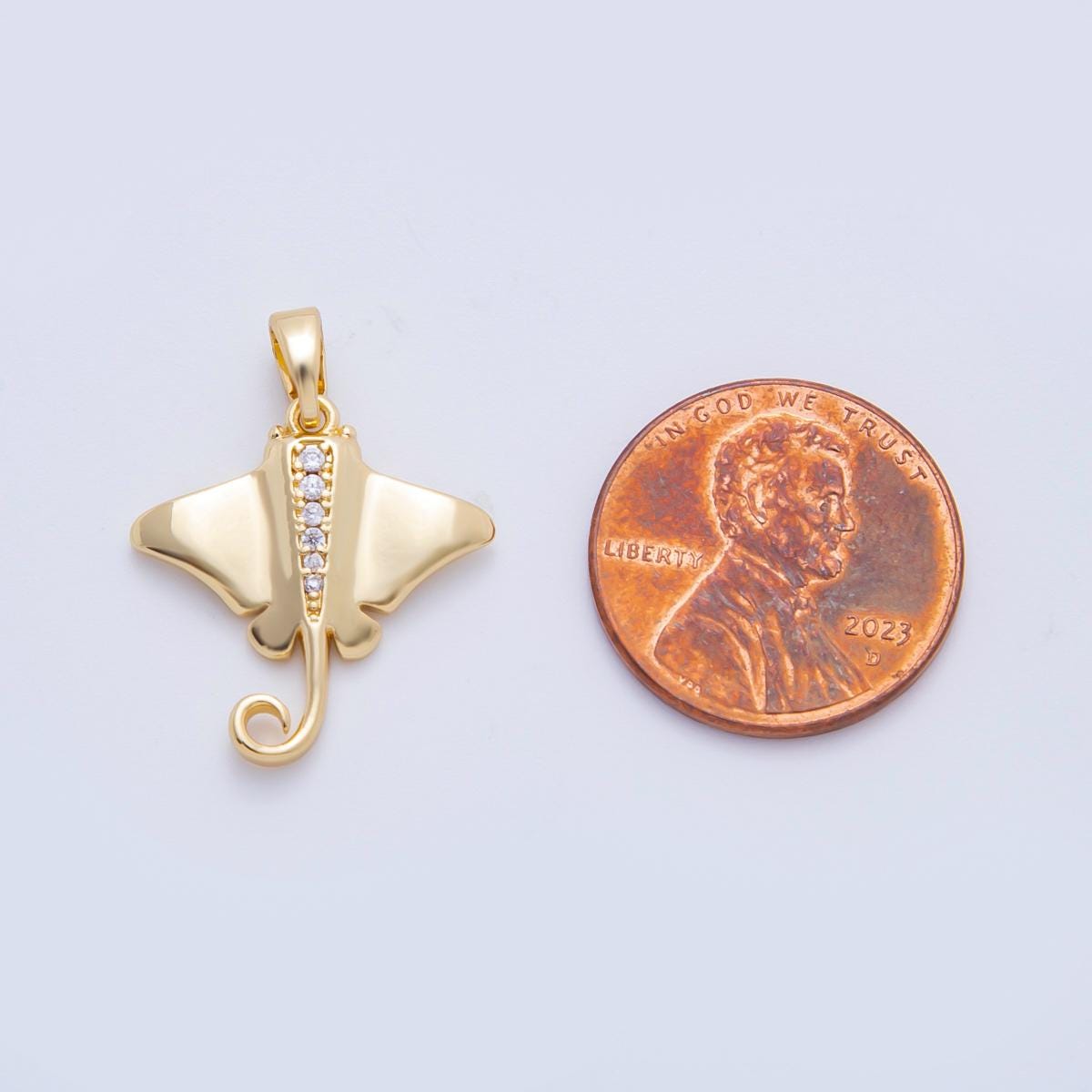 Manta Ray Gold Fish Charms18K Gold Filled Pendant CZ Micro Pave Ocean Aquarium Charm Bracelet Necklace for DIY Jewelry Making Supply AF-1105