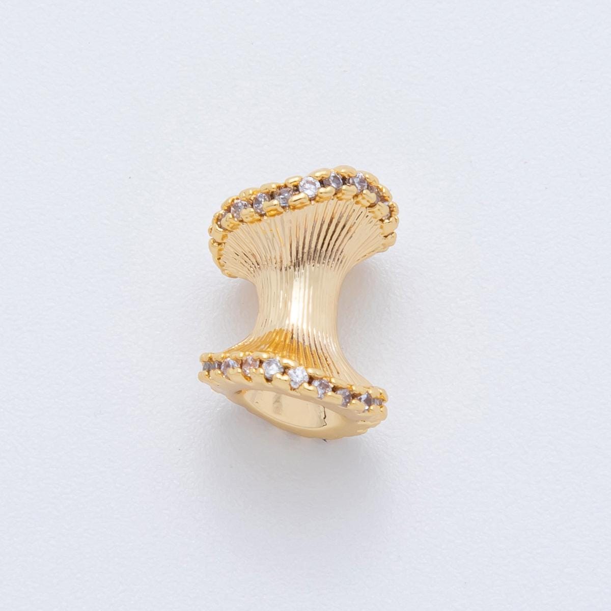 18K Gold Filled 9.7X12.5mm Textured Molten Gold Cylinder Bead Spacer| AF-1018