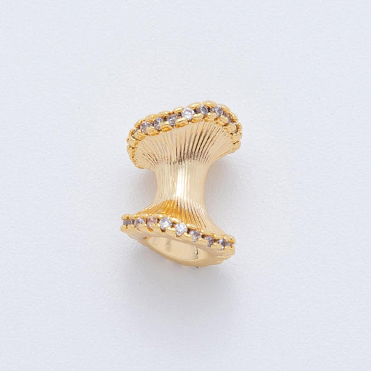 18K Gold Filled 9.7X12.5mm Textured Molten Gold Cylinder Bead Spacer| AF-1018