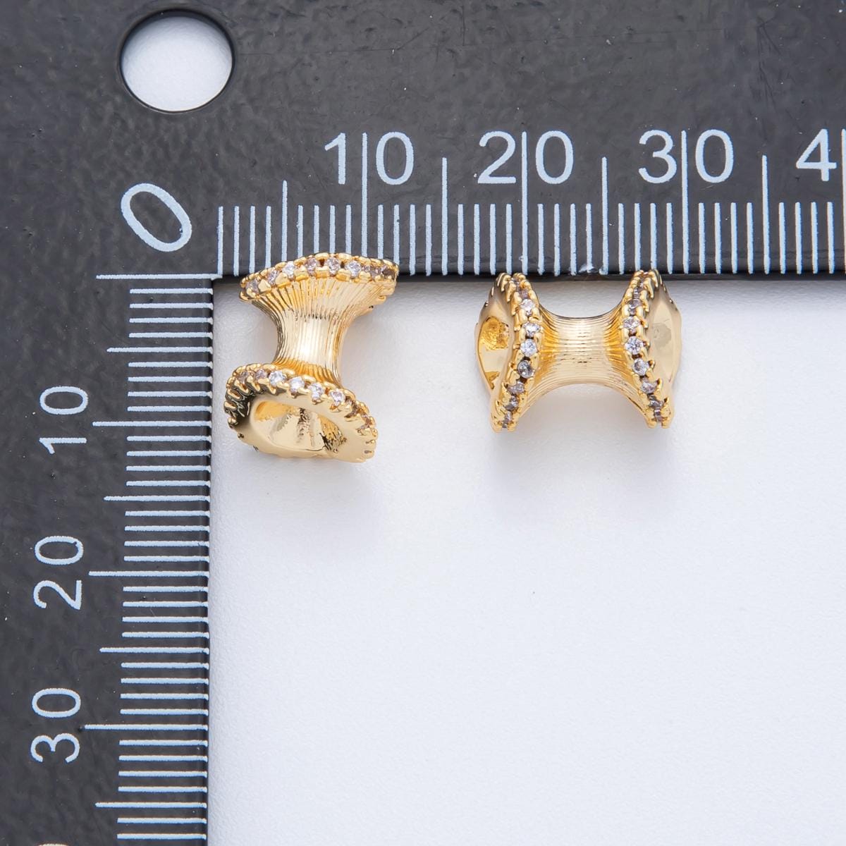 18K Gold Filled 9.7X12.5mm Textured Molten Gold Cylinder Bead Spacer| AF-1018