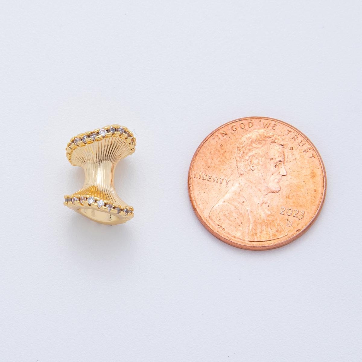 18K Gold Filled 9.7X12.5mm Textured Molten Gold Cylinder Bead Spacer| AF-1018