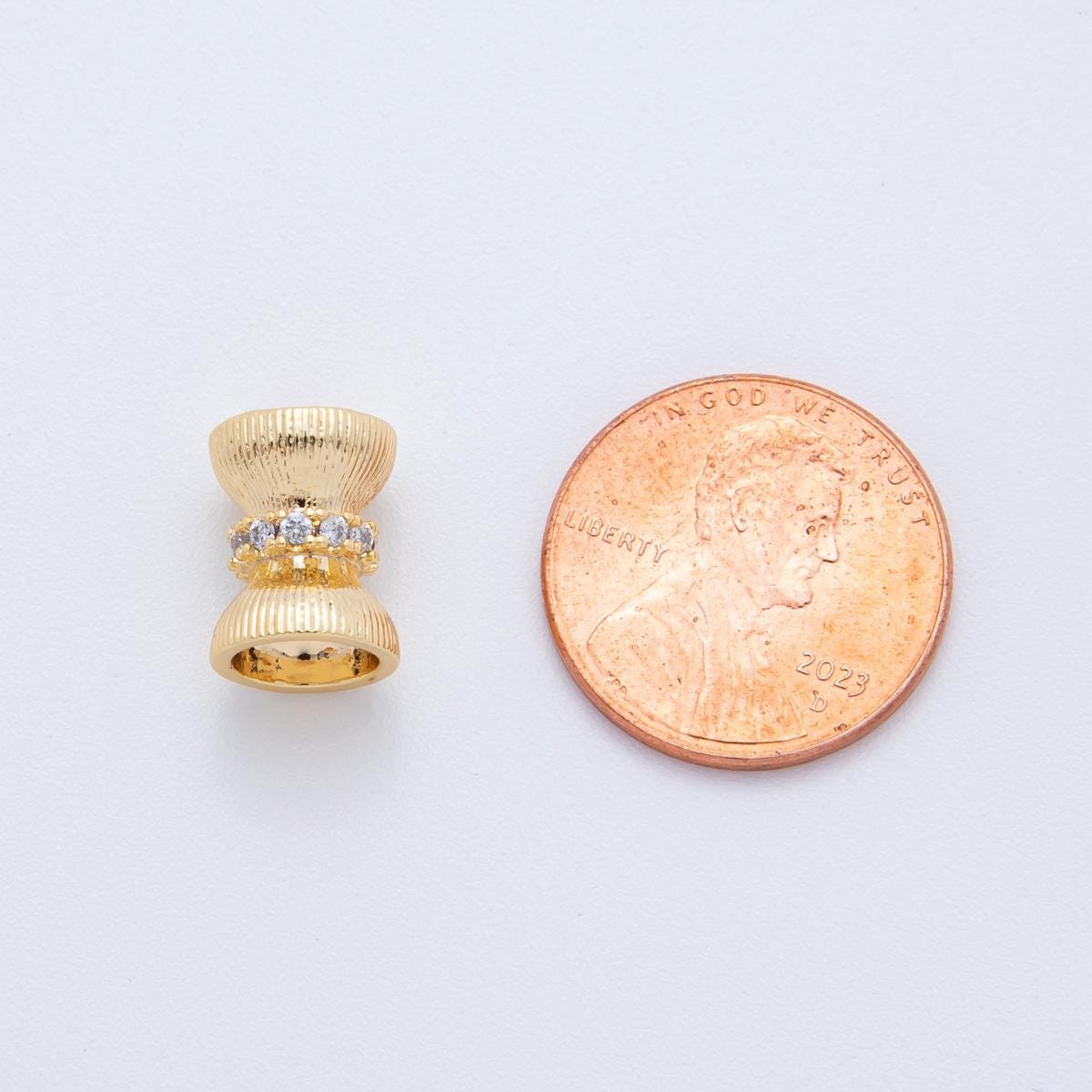 18K Gold Filled 8.6x11 mm Textured Hourglass Bead Spacer| AF-1019