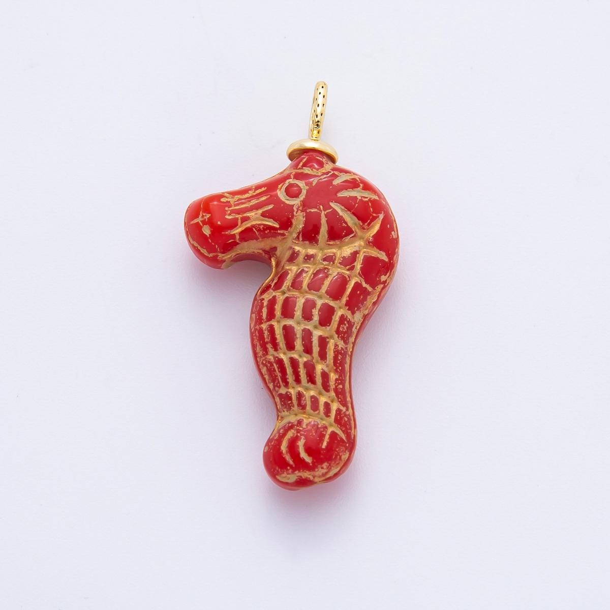 Dainty Czech Glass Beads Sea Horse Beads Charm Ocean Under the Sea Animal Beads Pendant Colorful Dumbo Necklace Bracelet Component AF-1342