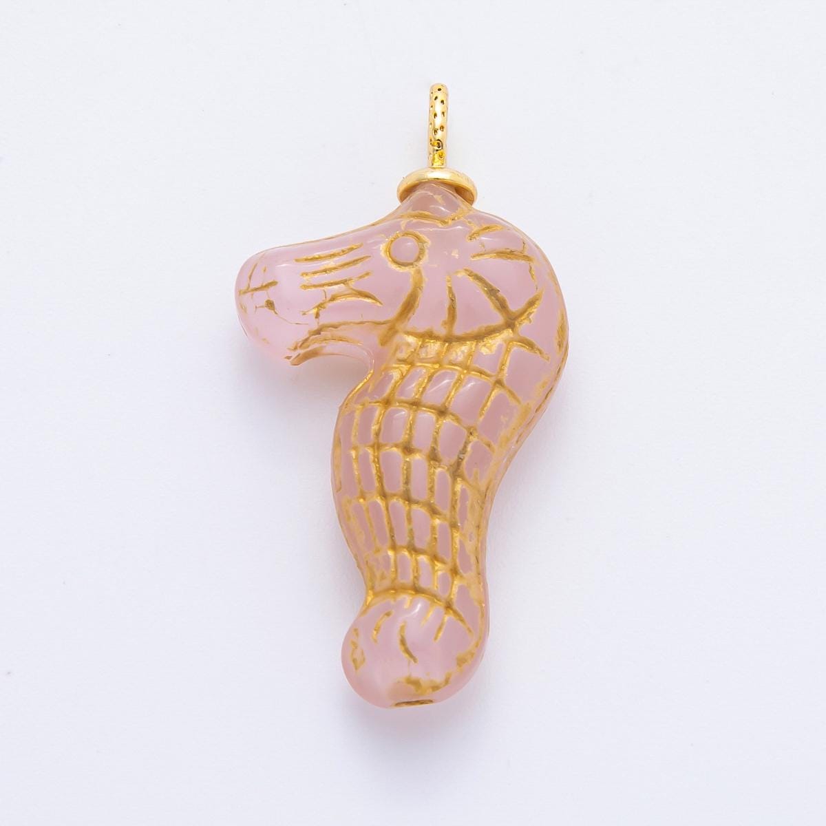 Dainty Czech Glass Beads Sea Horse Beads Charm Ocean Under the Sea Animal Beads Pendant Colorful Dumbo Necklace Bracelet Component AF-1342