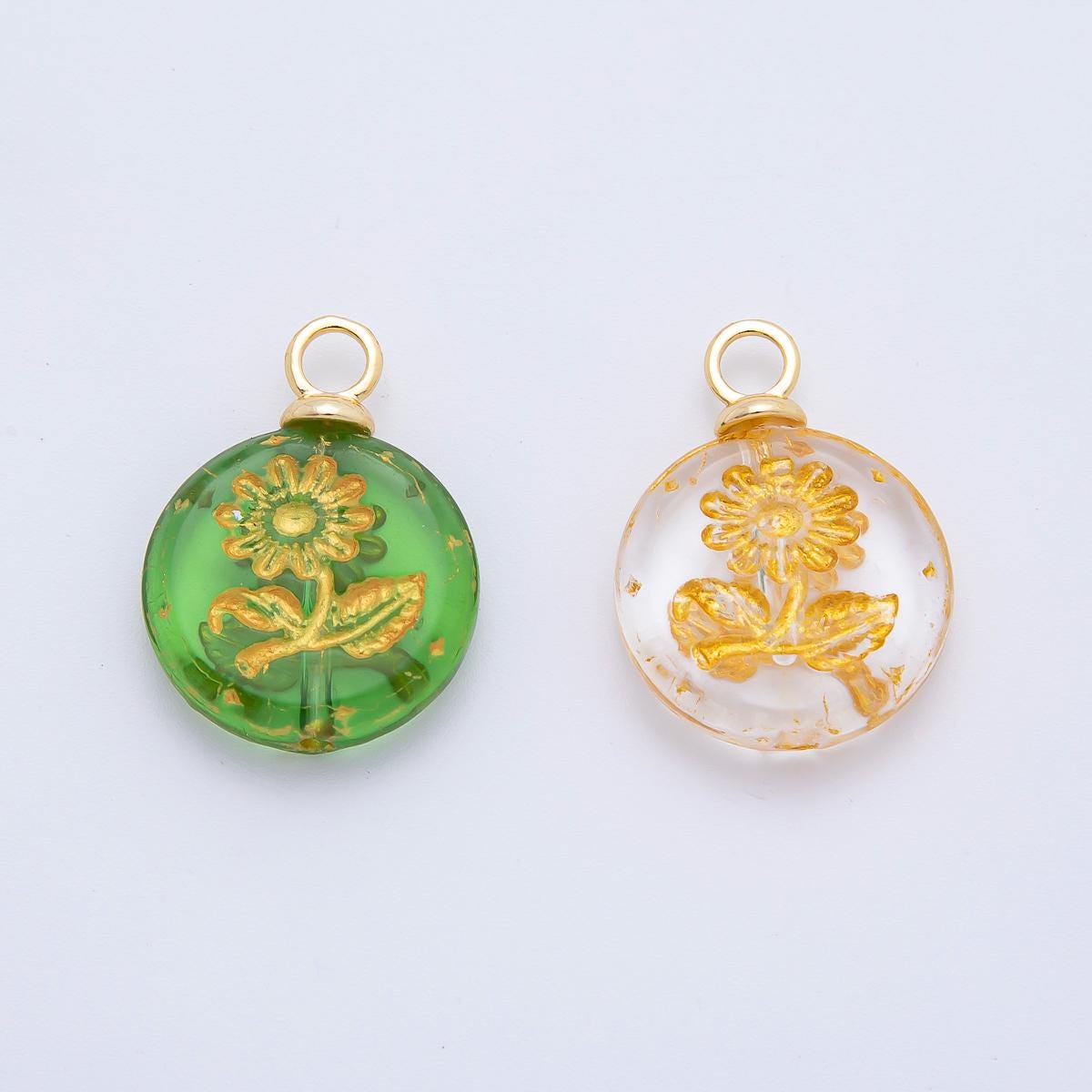 Dainty Czech Glass Beads Flower Beads Charm Sun Flower Beads Pendant Colorful Floral Necklace Bracelet Component AF-1348