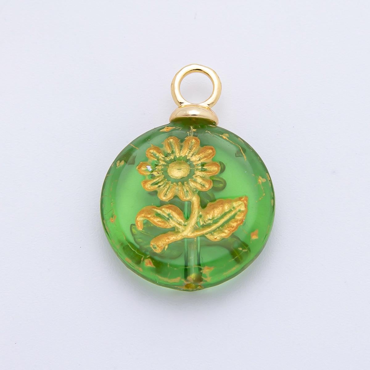 Dainty Czech Glass Beads Flower Beads Charm Sun Flower Beads Pendant Colorful Floral Necklace Bracelet Component AF-1348