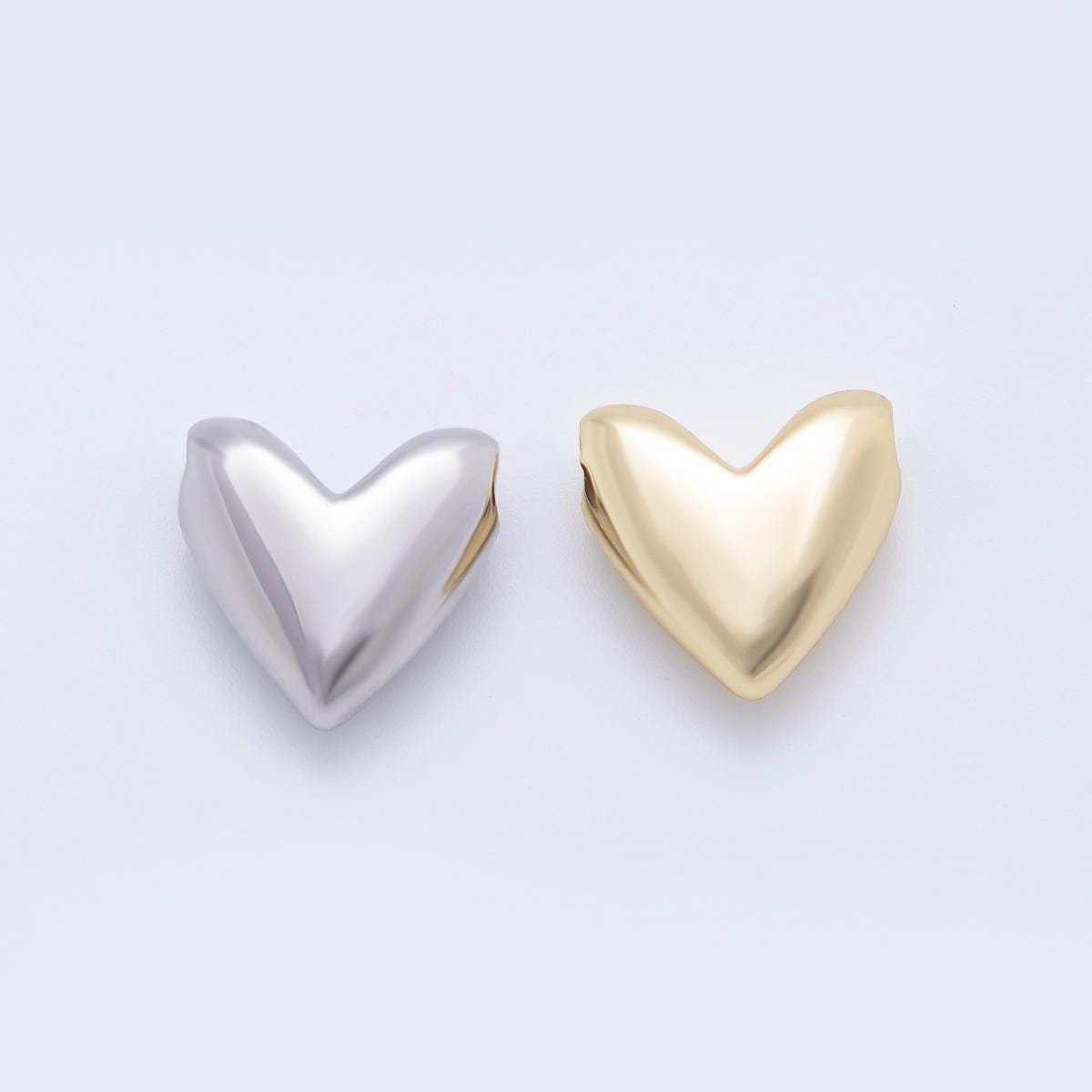 18K Gold Filled Heart Bead Slider Spacer Charm for Cord Necklace Making AF-1092