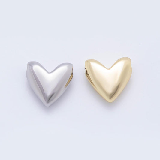 18K Gold Filled Heart Bead Slider Spacer Charm for Cord Necklace Making AF-1092