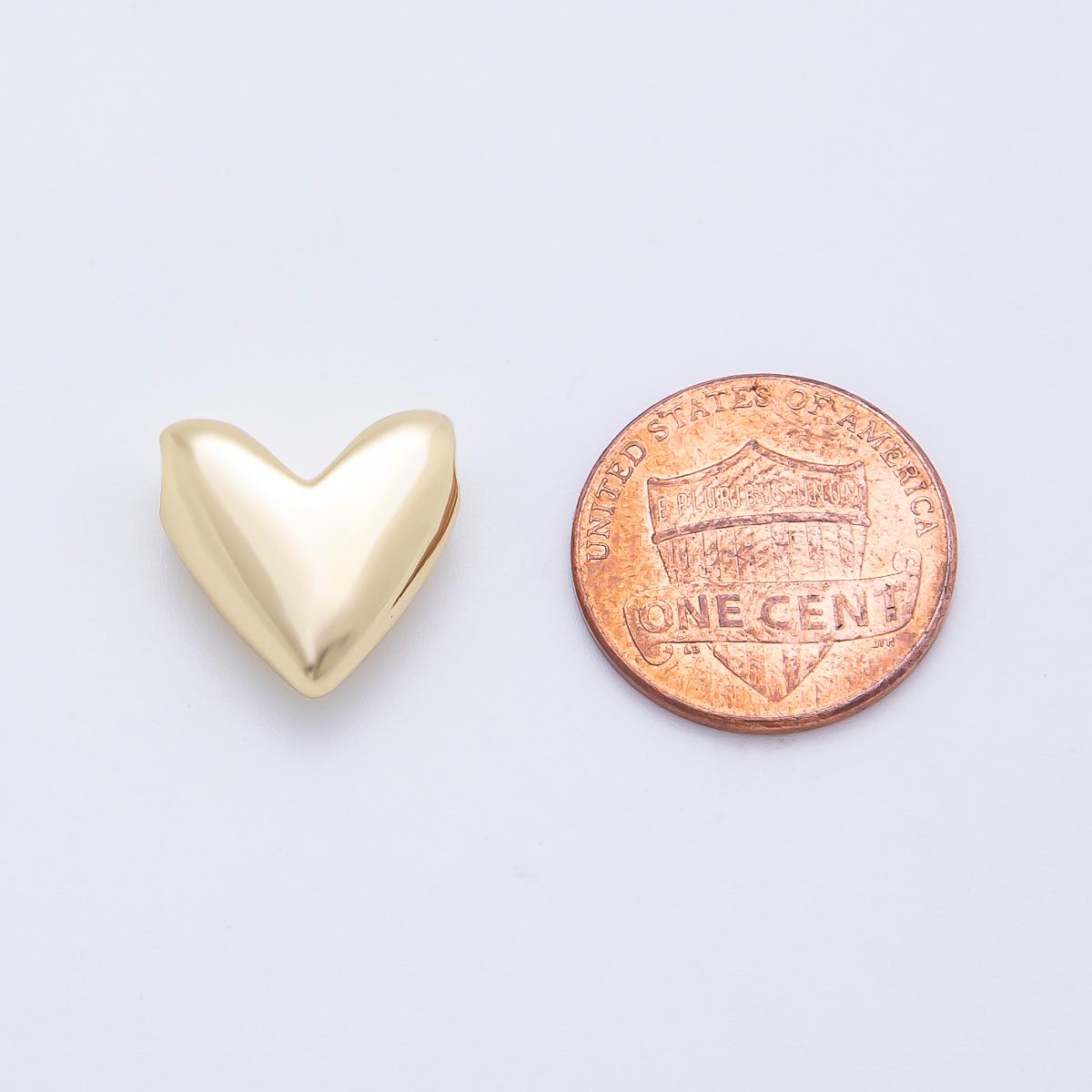 18K Gold Filled Heart Bead Slider Spacer Charm for Cord Necklace Making AF-1092