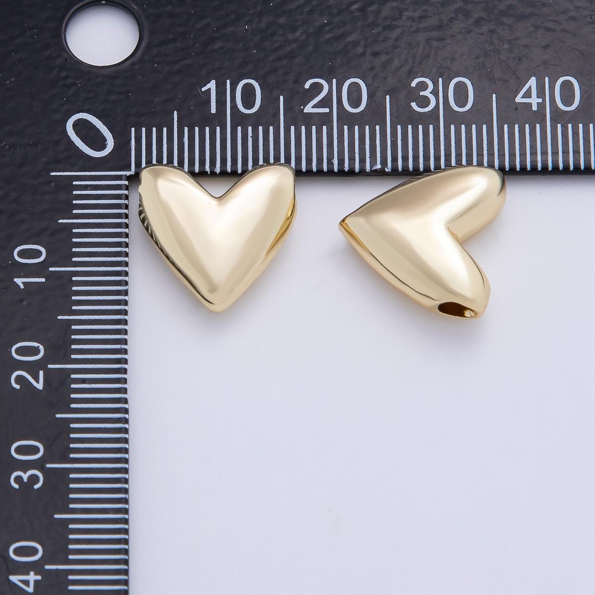 18K Gold Filled Heart Bead Slider Spacer Charm for Cord Necklace Making AF-1092