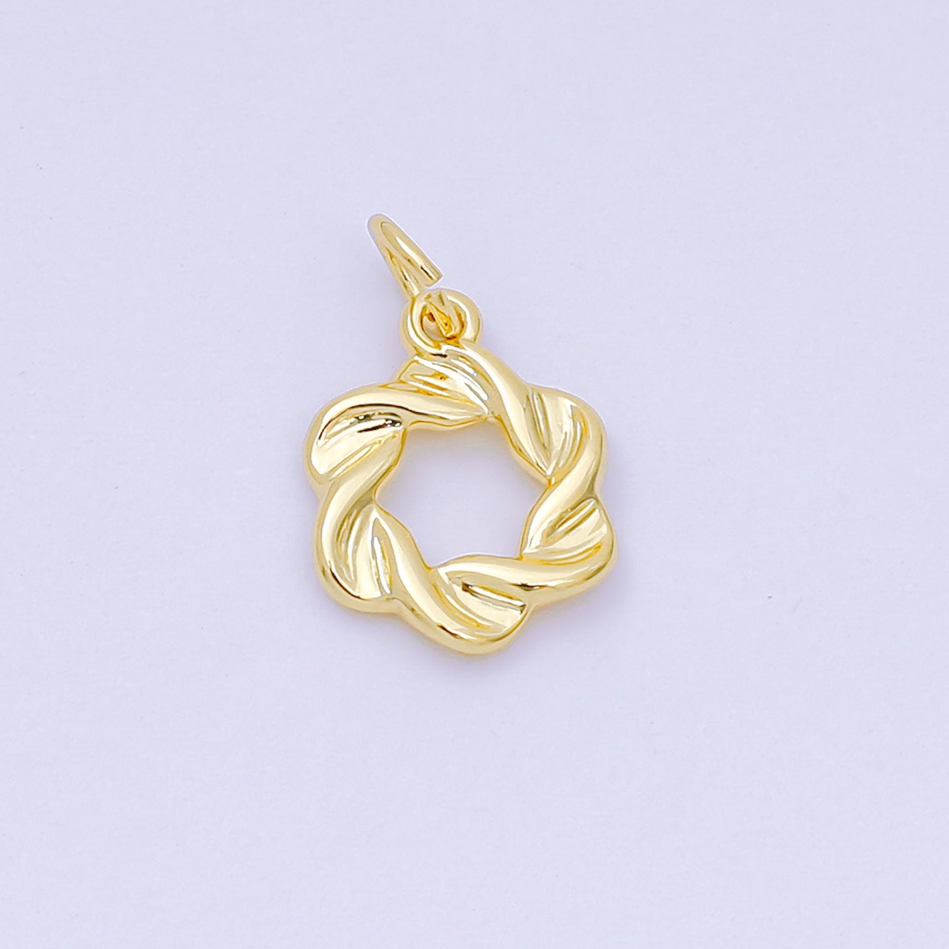 24K Gold Filled 14mm Twisted Floral Flower Charm | M101