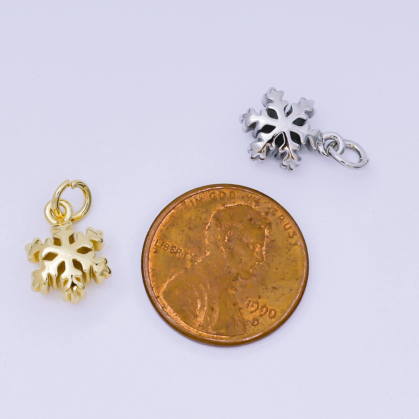 24K Gold Filled 13mm Winter Season Snow Flakes Holidays Charm | AH607