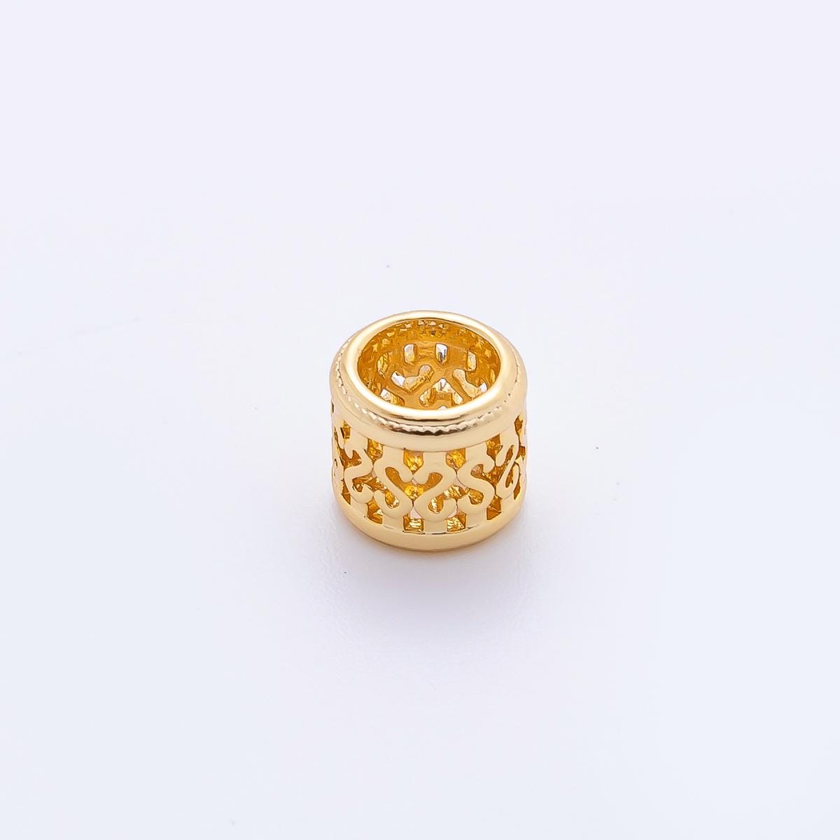 18K Gold Filled Filigree Tube Cylinder Rondelles Bead Spacer | AF-1093