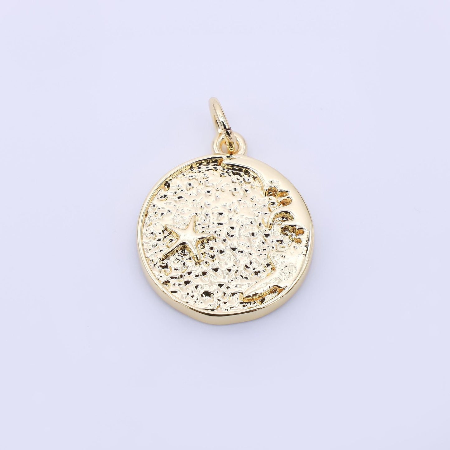 24K Gold Filled 17mm Sea Star Coast Medallion Coin Charm | AC1608