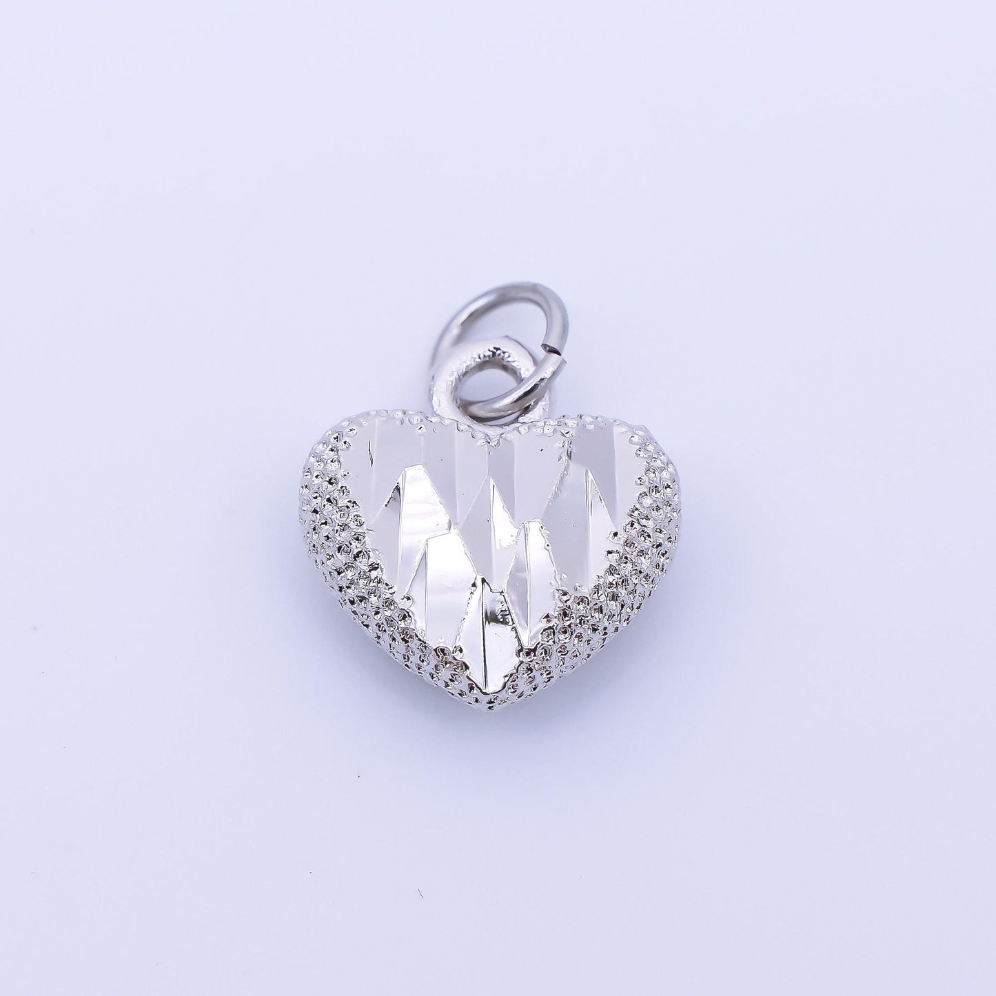 24K Gold Filled 13mm Dotted Textured Heart Charm in Gold & Silver | AC1601