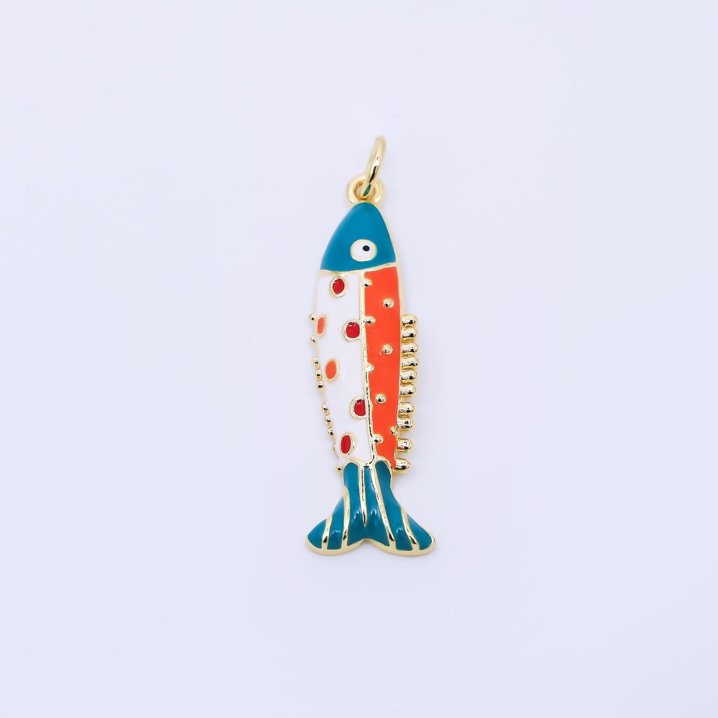 18k gold filled Sardines Charm Gold fish animal enamel charm | AF-1306
