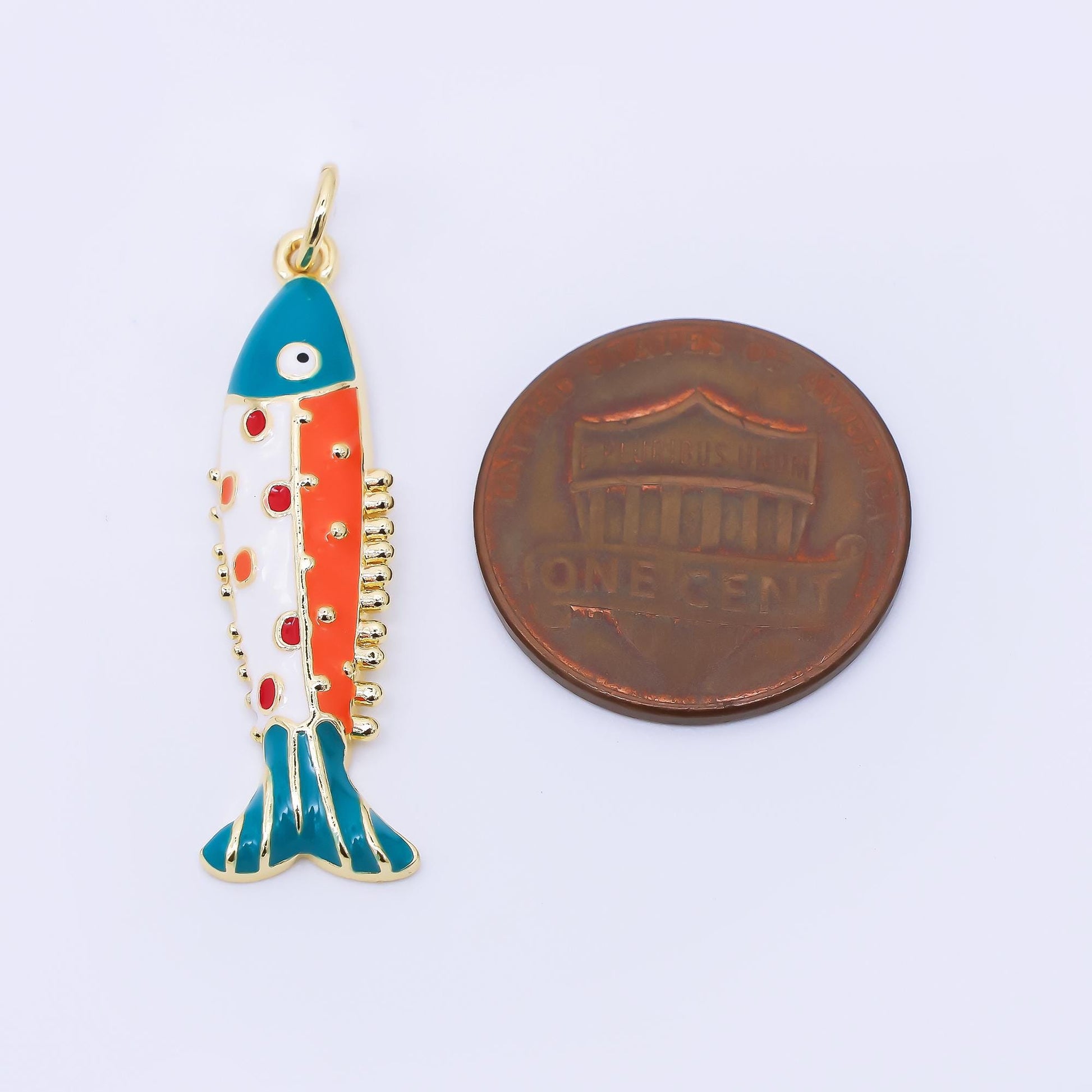 18k gold filled Sardines Charm Gold fish animal enamel charm | AF-1306