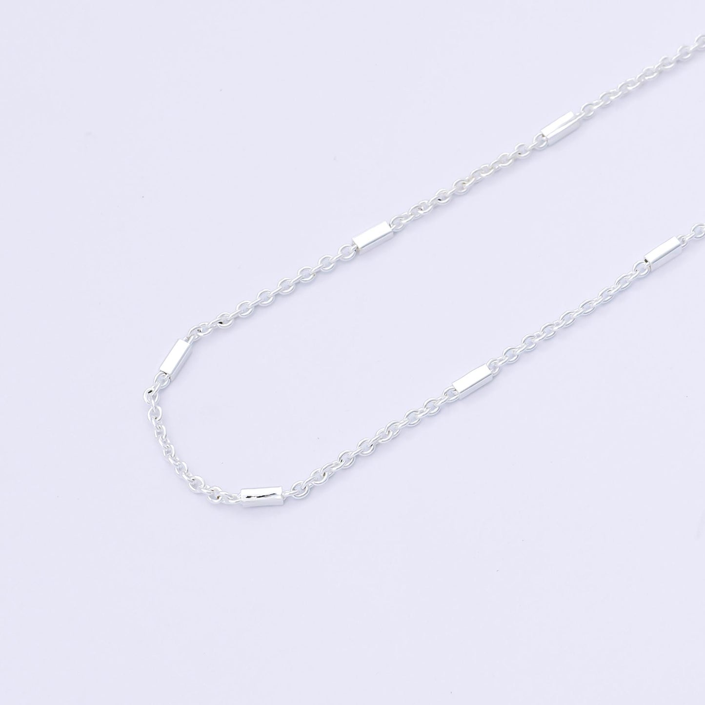 Silver Tube bead satellite chain, unfinished satellite chain for jewelry making supply roll-1679