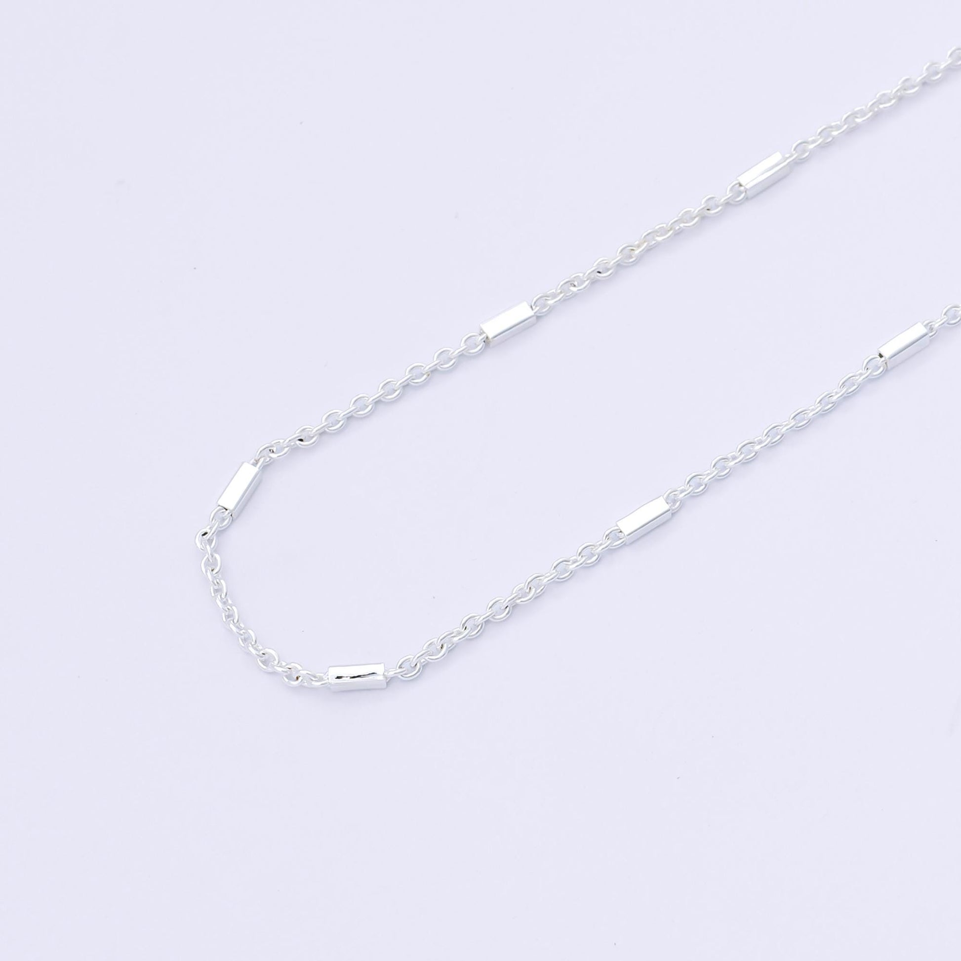 Silver Tube bead satellite chain, unfinished satellite chain for jewelry making supply roll-1679