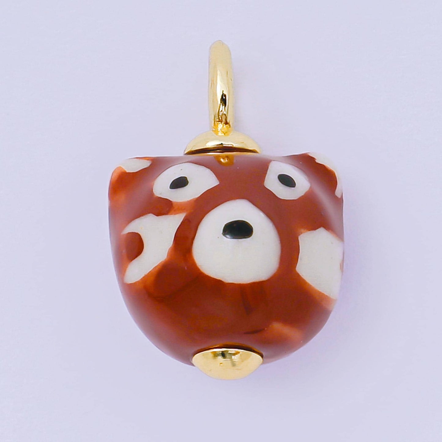 Hand painted Brown Bear Pendant, 24K Gold Filled Ceramic Big Bear Charm For Necklace Bracelet Component AF-1295
