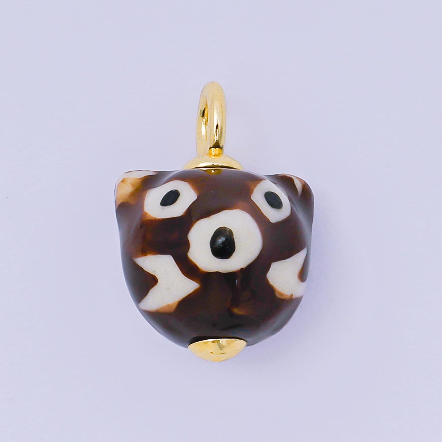 Hand painted Brown Bear Pendant, 24K Gold Filled Ceramic Big Bear Charm For Necklace Bracelet Component AF-1295